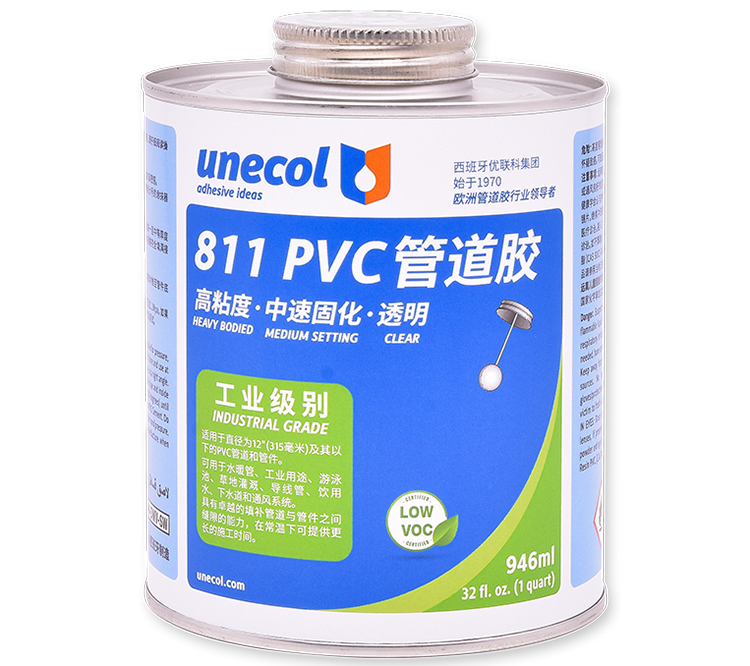 優聯科unecol811膠水 811PVC管道膠 透明 灰色